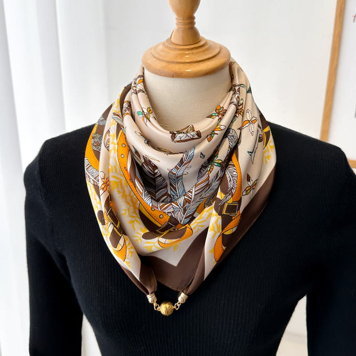 Elegante, quadratische, magnetische Krawatte mit Retro-Print für Damen - Stil Nr. 2 - image 4