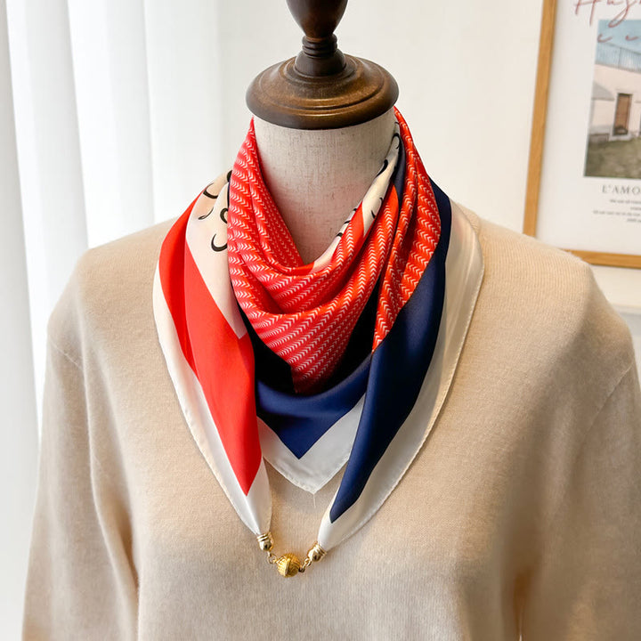 Elegante, quadratische, magnetische Krawatte mit Retro-Print für Damen - Stil Nr. 20 - image 22