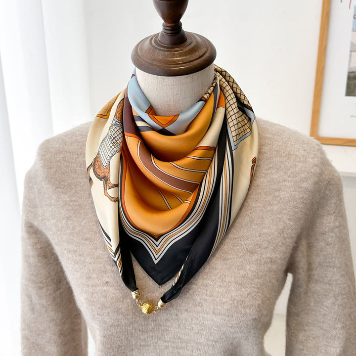 Elegante, quadratische, magnetische Krawatte mit Retro-Print für Damen - Stil Nr. 1 - image 0