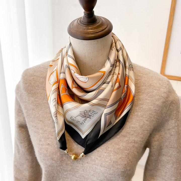 Elegante, quadratische, magnetische Krawatte mit Retro-Print für Damen - Stil Nr. 3 - image 5