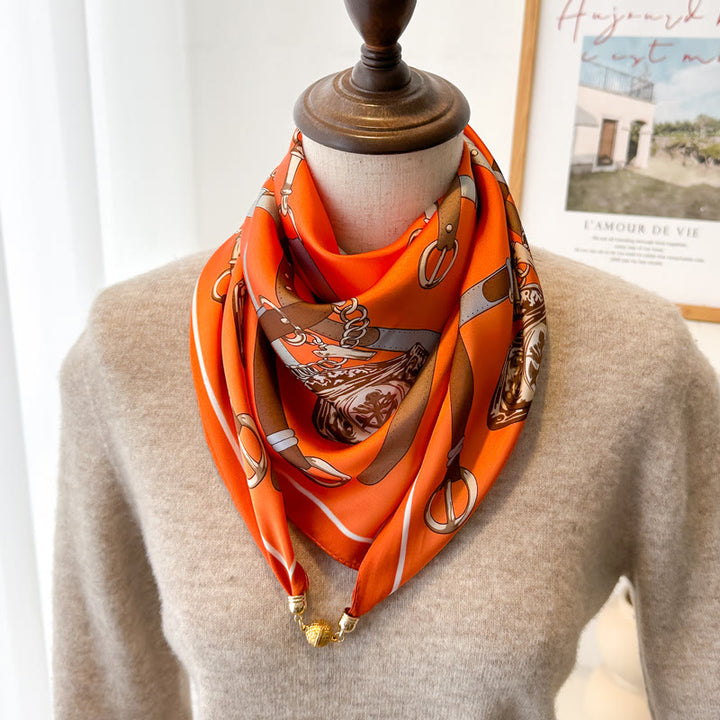 Elegante, quadratische, magnetische Krawatte mit Retro-Print für Damen - Stil Nr. 14 - image 16