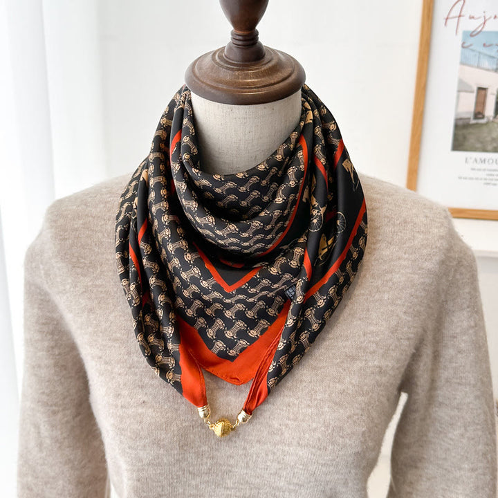 Elegante, quadratische, magnetische Krawatte mit Retro-Print für Damen - Stil Nr. 5 - image 7