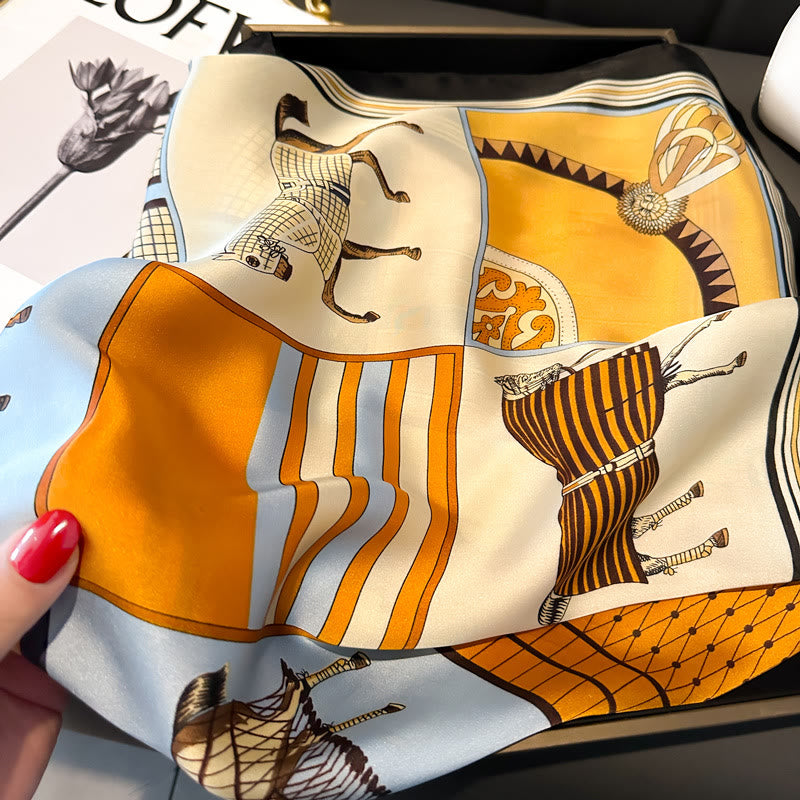 Elegante, quadratische, magnetische Krawatte mit Retro-Print für Damen - image 3