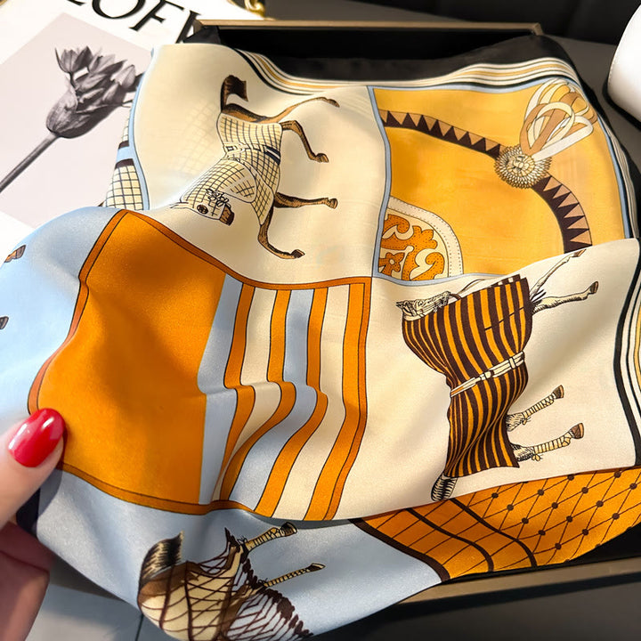 Elegante, quadratische, magnetische Krawatte mit Retro-Print für Damen - image 3