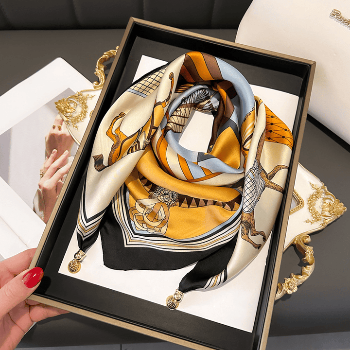 Elegante, quadratische, magnetische Krawatte mit Retro-Print für Damen - image 1