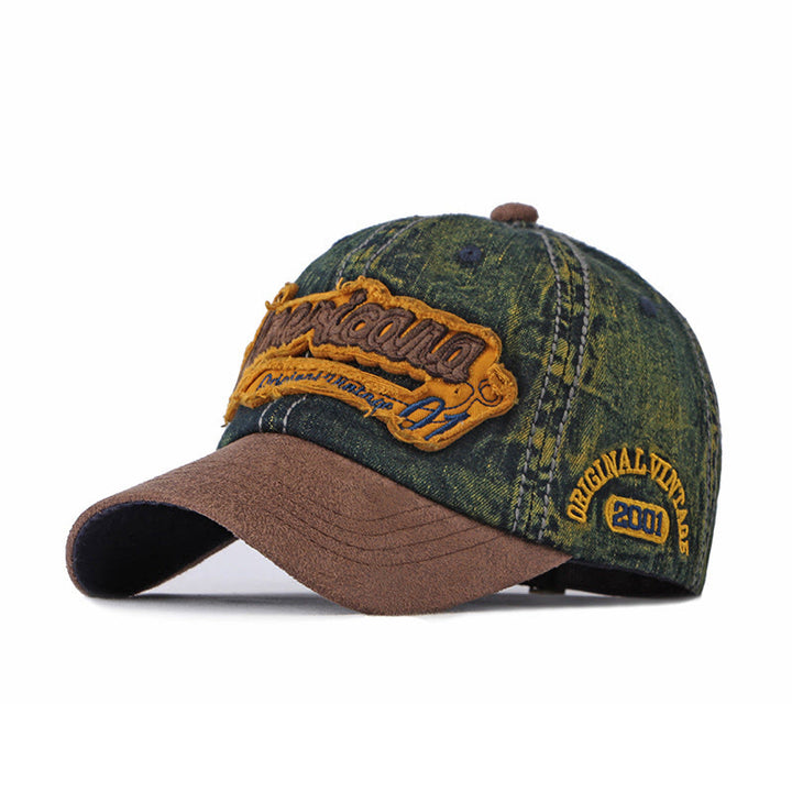 Vintage Baseballkappe aus Used-Denim und Wildleder im Patchwork-Stil - Dunkelgrün - M (22''-22 7/8") - image 2