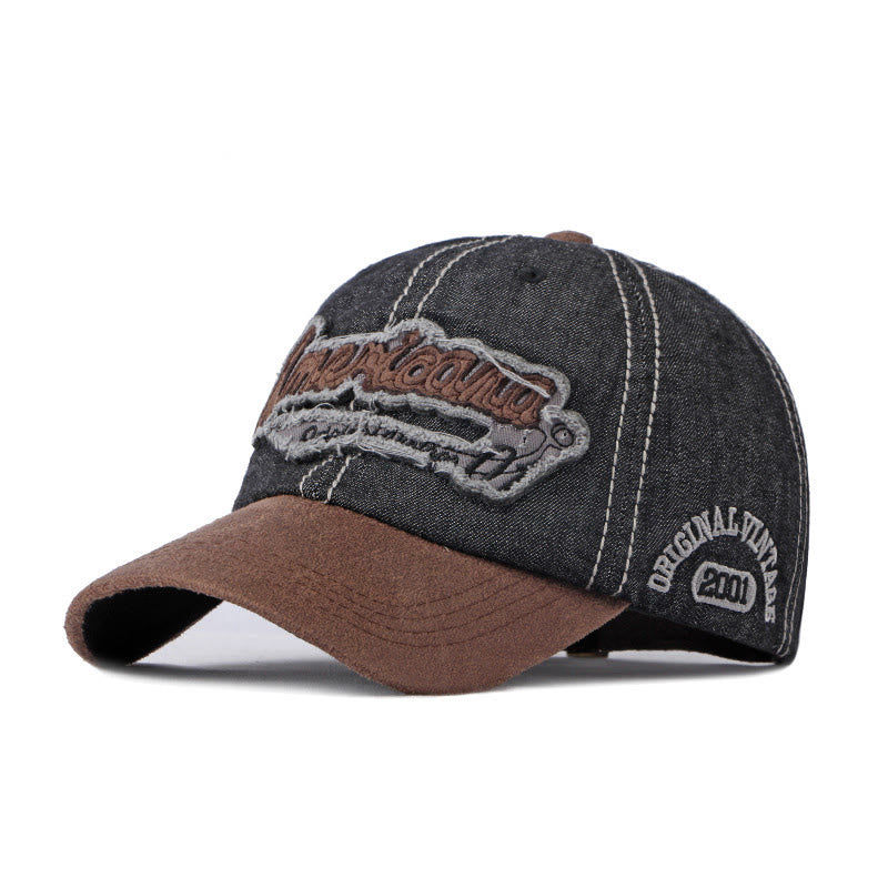 Vintage Baseballkappe aus Used-Denim und Wildleder im Patchwork-Stil - Schwarz - M (22''-22 7/8") - image 1