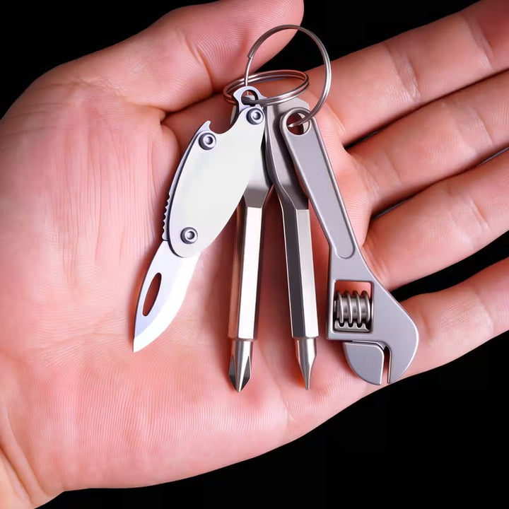 4-in-1 Kompakt-Werkzeugset: Messer, Schraubenschlüssel, Schraubendreher, Schlüsselanhänger - 4 Stück - image 0
