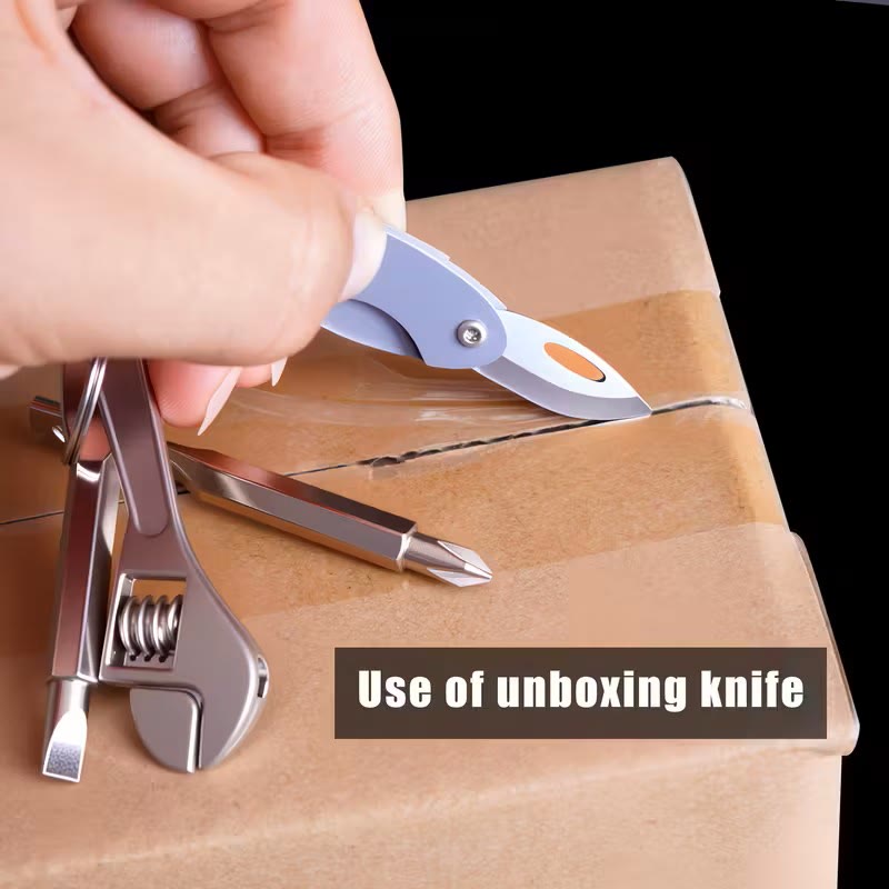 4-in-1 Kompakt-Werkzeugset: Messer, Schraubenschlüssel, Schraubendreher, Schlüsselanhänger - image 3