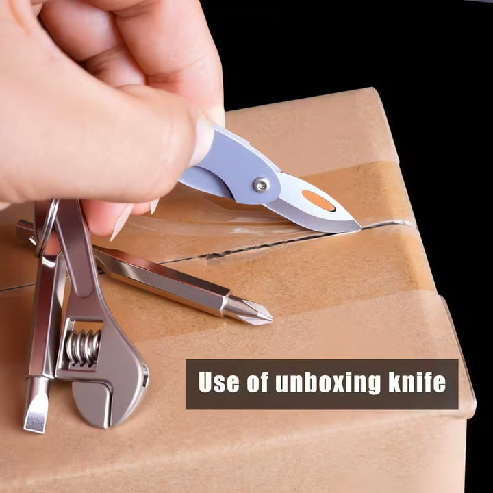 4-in-1 Kompakt-Werkzeugset: Messer, Schraubenschlüssel, Schraubendreher, Schlüsselanhänger - image 3