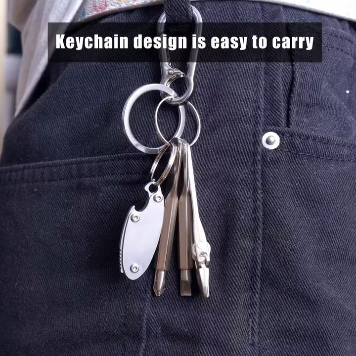 4-in-1 Kompakt-Werkzeugset: Messer, Schraubenschlüssel, Schraubendreher, Schlüsselanhänger - image 2