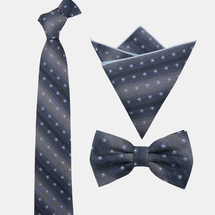 3-teiliges Herren-Set mit Krawatte, Fliege und Einstecktuch im Farbverlauf-Punktmuster - image 5