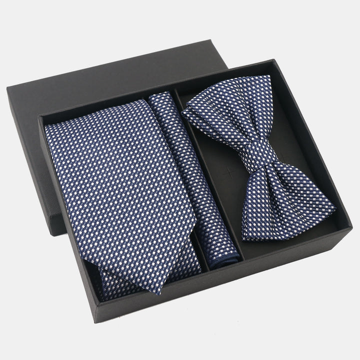 3-teiliges Herren-Set mit Krawatte, Fliege und Einstecktuch im Farbverlauf-Punktmuster - Stil Nr. 2 - image 2
