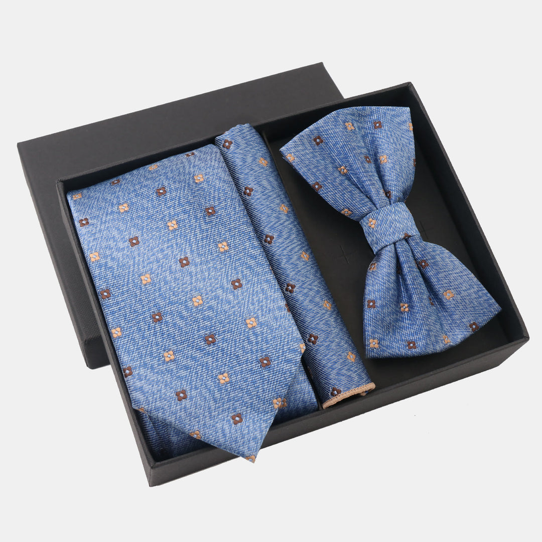 3-teiliges Herren-Set mit Krawatte, Fliege und Einstecktuch im Farbverlauf-Punktmuster - Stil Nr. 4 - image 6