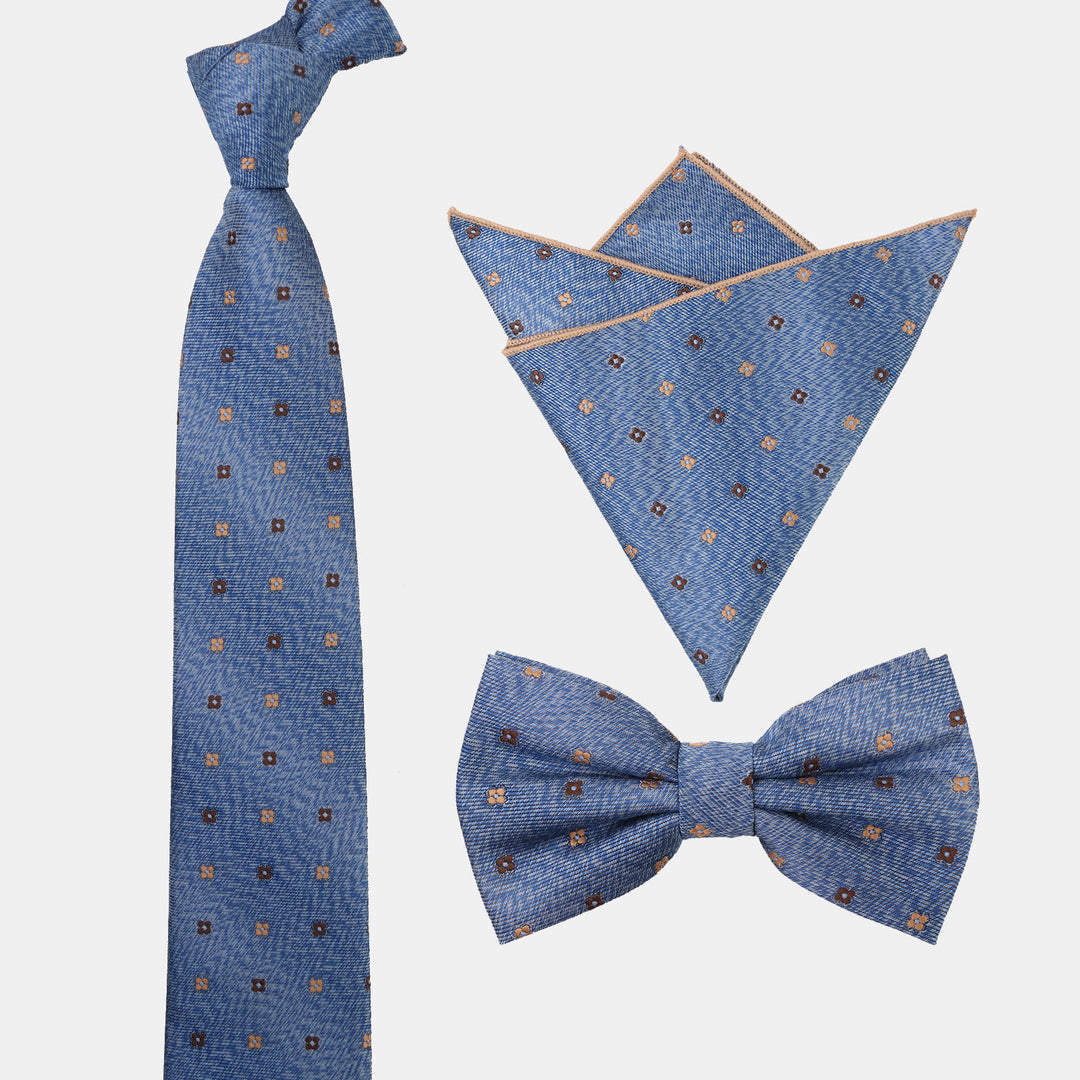 3-teiliges Herren-Set mit Krawatte, Fliege und Einstecktuch im Farbverlauf-Punktmuster - image 7