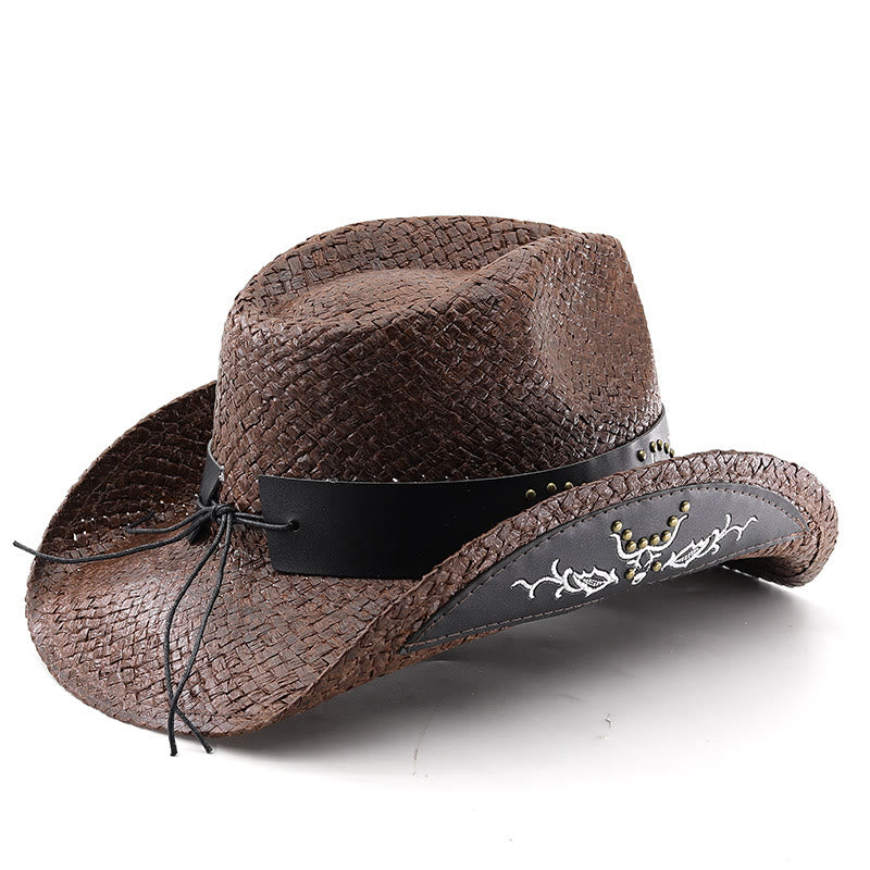 Herren-Cowboyhut im Western-Stil mit gewebtem Bullenemblem und Nietenbesatz - image 3
