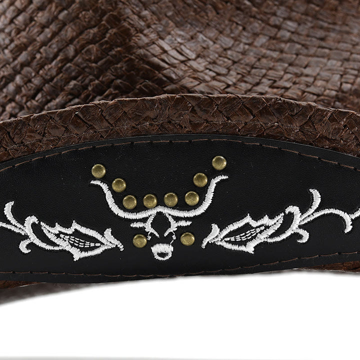 Herren-Cowboyhut im Western-Stil mit gewebtem Bullenemblem und Nietenbesatz - image 6