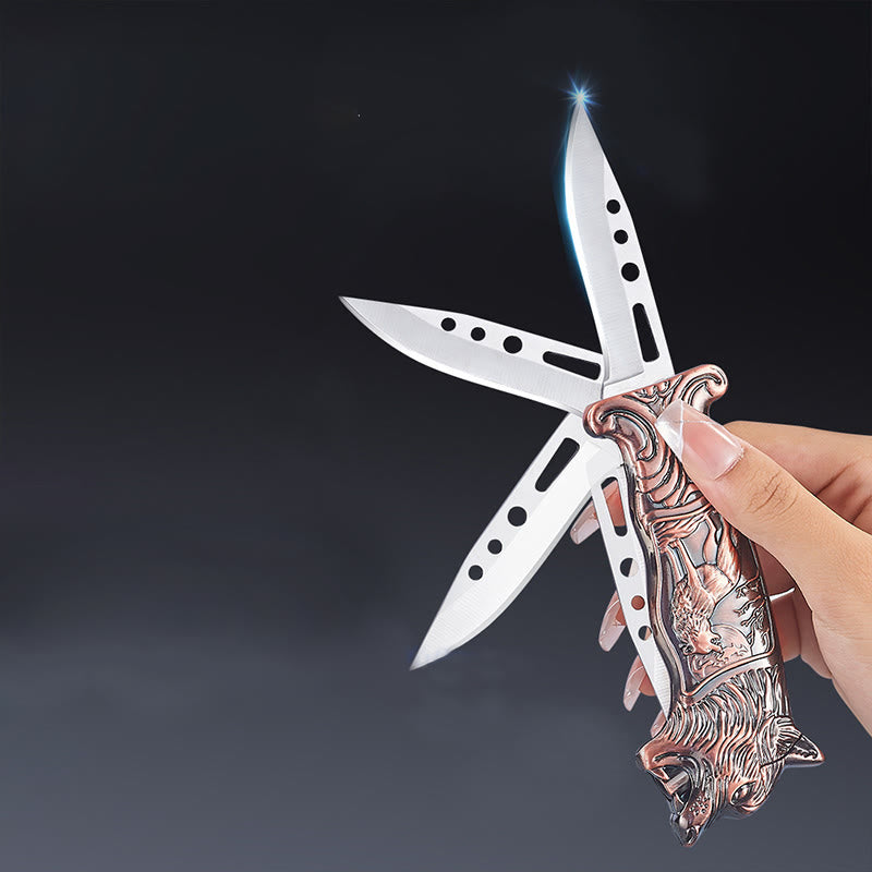 2-in-1 Wolfskopf-Klappmesser mit Butanfeuerzeug - image 2