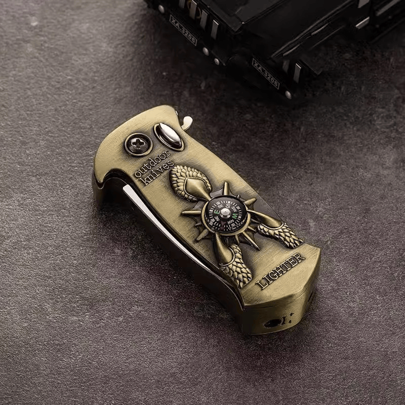 Retro Kupfer Drachenklauen-Kompass Klappmesser Feuerzeug - Drachenklauen-Feuerzeug - image 0