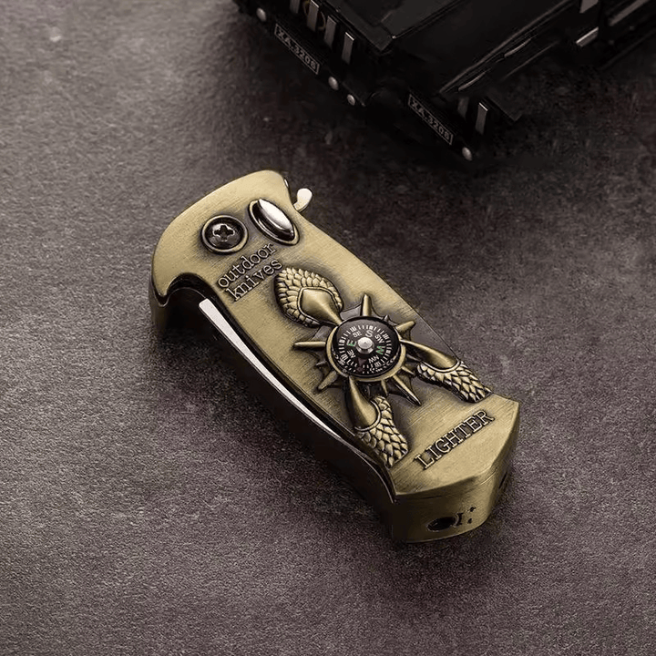Retro Kupfer Drachenklauen-Kompass Klappmesser Feuerzeug - Drachenklauen-Feuerzeug - image 0