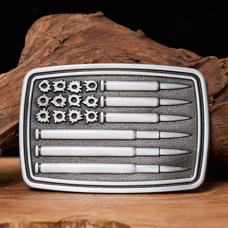 Herren-Ledergürtel mit rechteckiger Schnalle und silbernem Kugelmotiv - Ohne Gürtel - Nicht im Lieferumfang enthalten: Gürtel - image 0