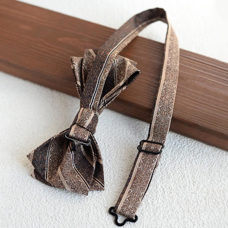 5-teiliges Herren-Krawatten-Set im Retro-Stil, braun, mit diagonalem Muster - image 6