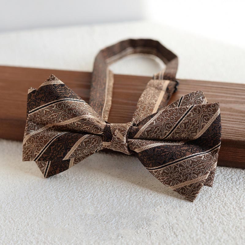 5-teiliges Herren-Krawatten-Set im Retro-Stil, braun, mit diagonalem Muster - image 5