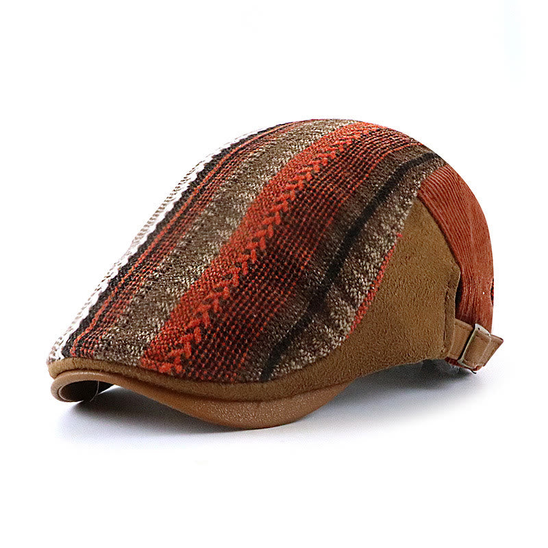 Auffällige Baskenmütze mit gewebter Textur und Patchwork-Design - Orange - Verstellbar (22"-23 5/8") - image 4