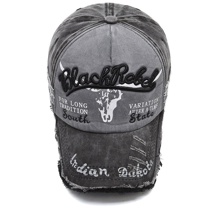 Vintage-Baseballkappe im Western-Stil mit abgenutztem Longhorn-Bullhead-Motiv - image 1