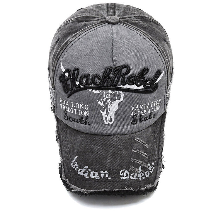 Vintage-Baseballkappe im Western-Stil mit abgenutztem Longhorn-Bullhead-Motiv - image 1