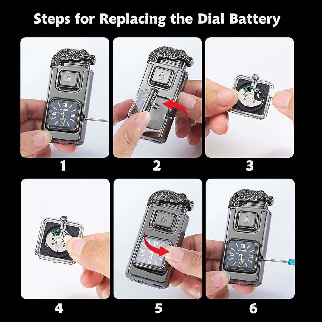 Aufblasbares LED-Butanfeuerzeug in Pistolenform mit Uhr - image 4