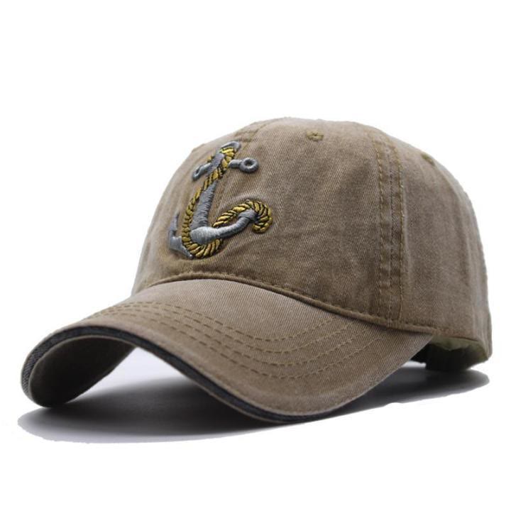 Baseballkappe im Vintage-Stil mit abgenutztem Ankerstickerei und nautischem Design - Khaki - Verstellbar (22''-23 5/8'') - image 6