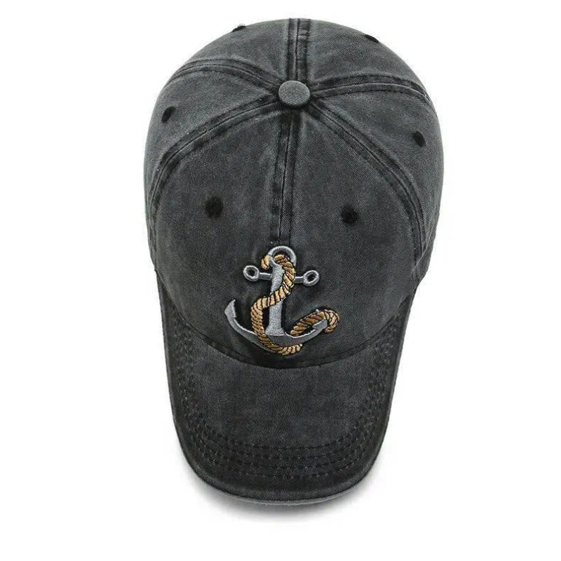 Baseballkappe im Vintage-Stil mit abgenutztem Ankerstickerei und nautischem Design - image 3