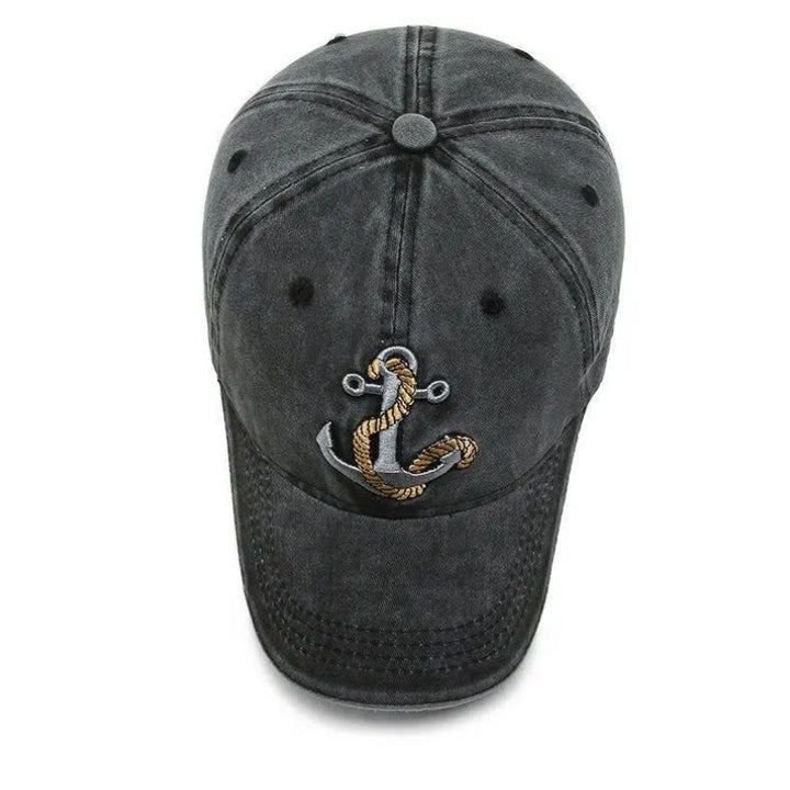 Baseballkappe im Vintage-Stil mit abgenutztem Ankerstickerei und nautischem Design - image 3