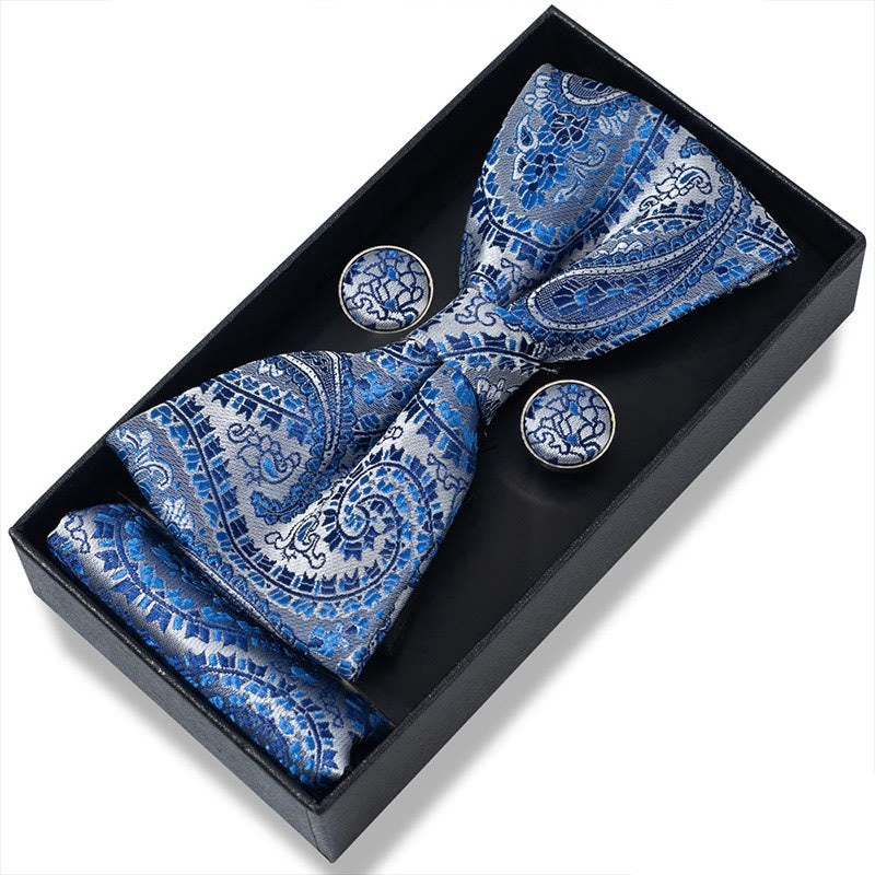 3-teiliges Herren-Set aus strukturiertem Stoff: Fliege, Manschettenknöpfe und Einstecktuch - Stil Nr. 43 - image 84