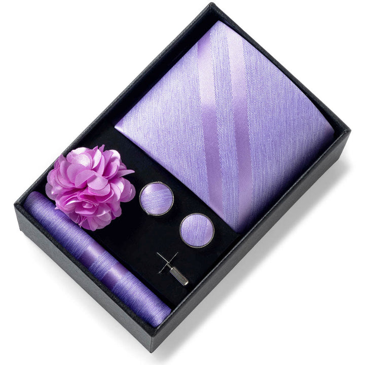 4-teiliges Herren-Set aus stilvollem, gemustertem Stoff: Krawatte, Einstecktuch, Manschettenknöpfe und Reversblume - Stil Nr. 27 - image 26