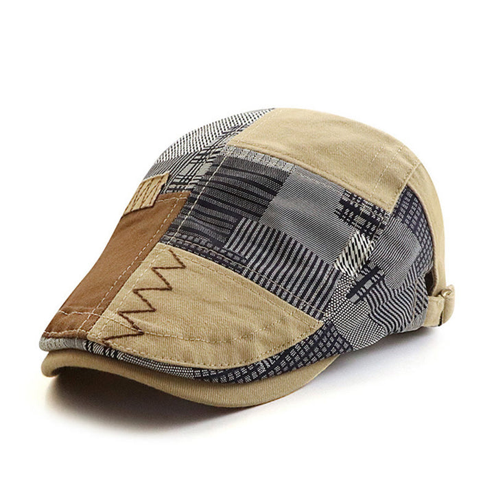 Handgefertigte Patchwork-Schiebermütze mit Zickzackstich und verschiedenen Texturen - Gelb - Verstellbar (22"-23 5/8") - image 6