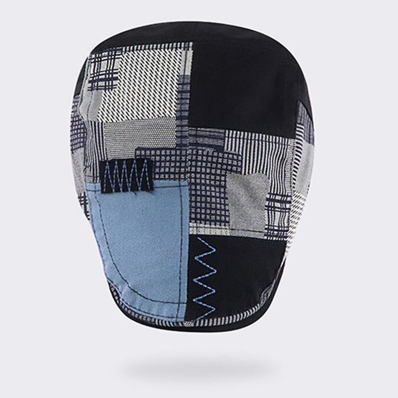 Handgefertigte Patchwork-Schiebermütze mit Zickzackstich und verschiedenen Texturen - image 2