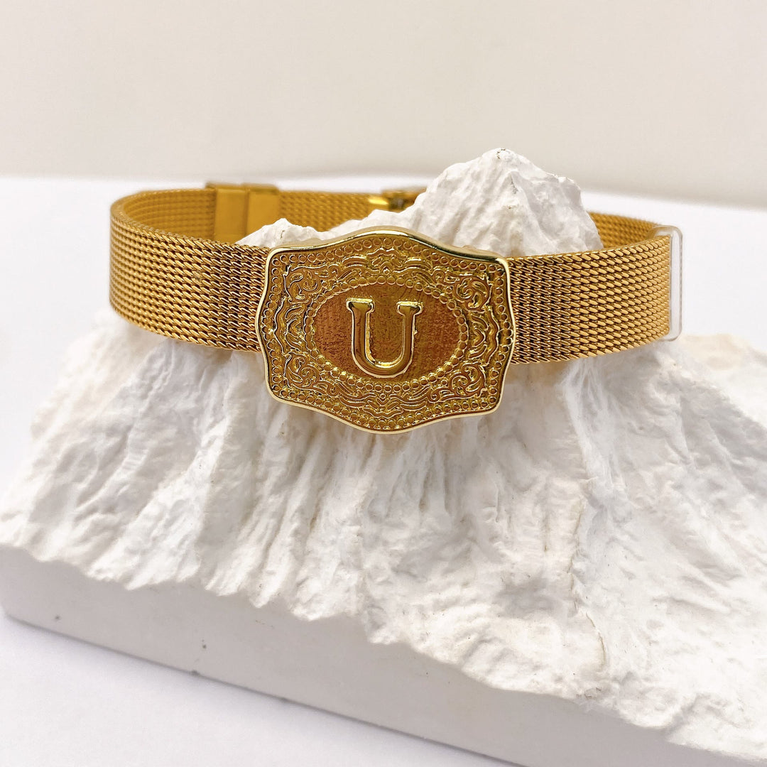 Glamouröses Armband in Goldoptik mit eingraviertem Anfangsbuchstaben - U - image 20