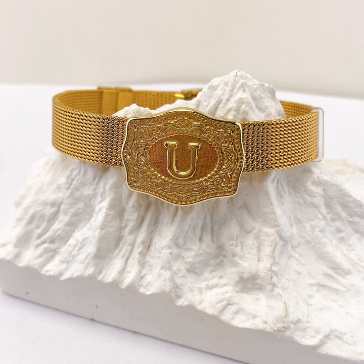 Glamouröses Armband in Goldoptik mit eingraviertem Anfangsbuchstaben - U - image 20