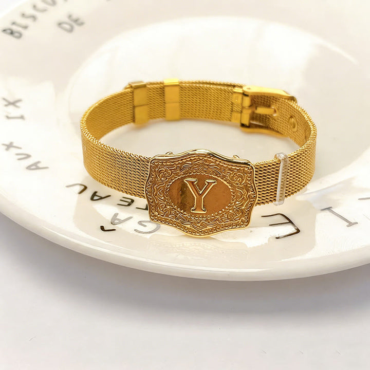 Glamouröses Armband in Goldoptik mit eingraviertem Anfangsbuchstaben - Y - image 24