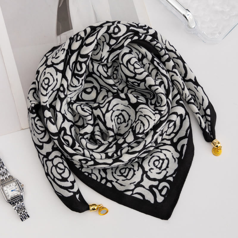 Elegante Damen-Krawatte im Retro-Stil mit Rosen-Polka-Dots, quadratisch, magnetisch - Stil Nr. 1 - image 0