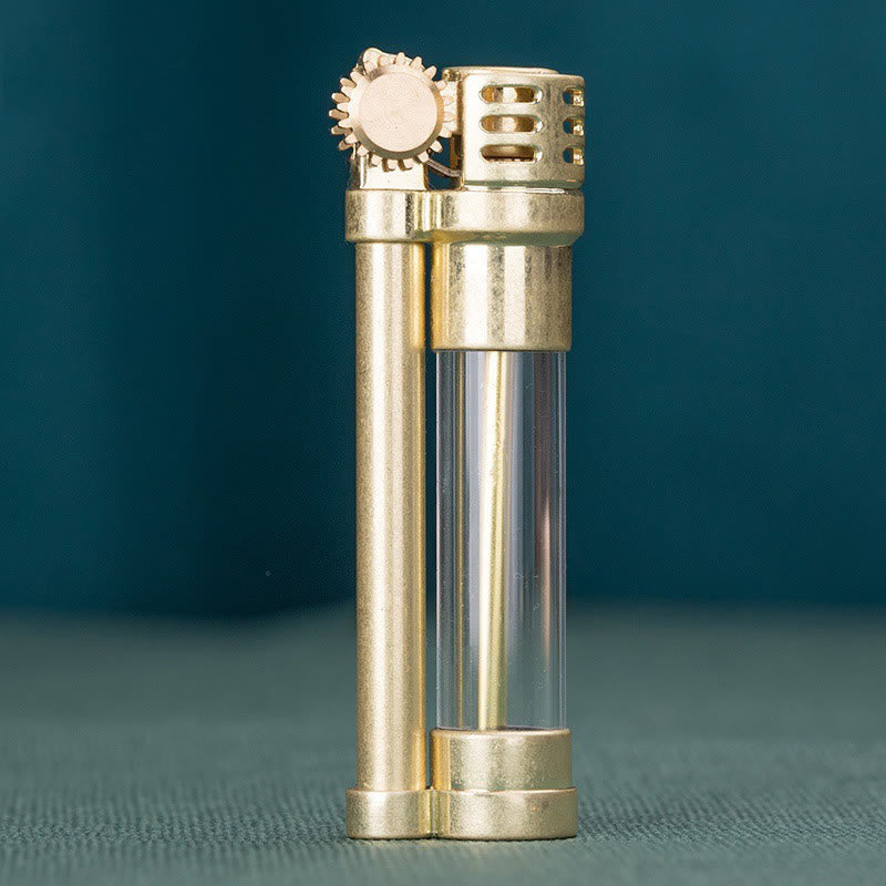 Nachfüllbares Petroleumfeuerzeug im Steampunk-Stil mit transparentem Tank - Bronze - image 5