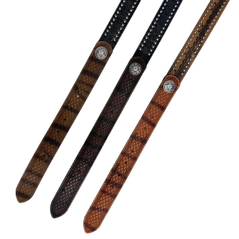 Damen-Retro-Gürtel mit silbernem Muster, Nadelschnalle und Schlangenmuster - image 5