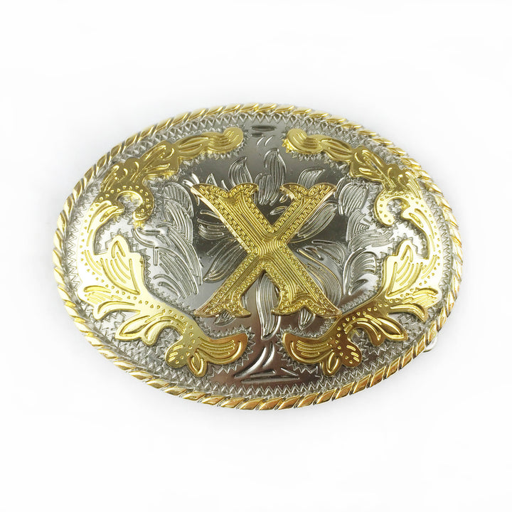 Herren-Ledergürtel mit ovaler, goldener Schnalle und eingraviertem Buchstaben - image 24