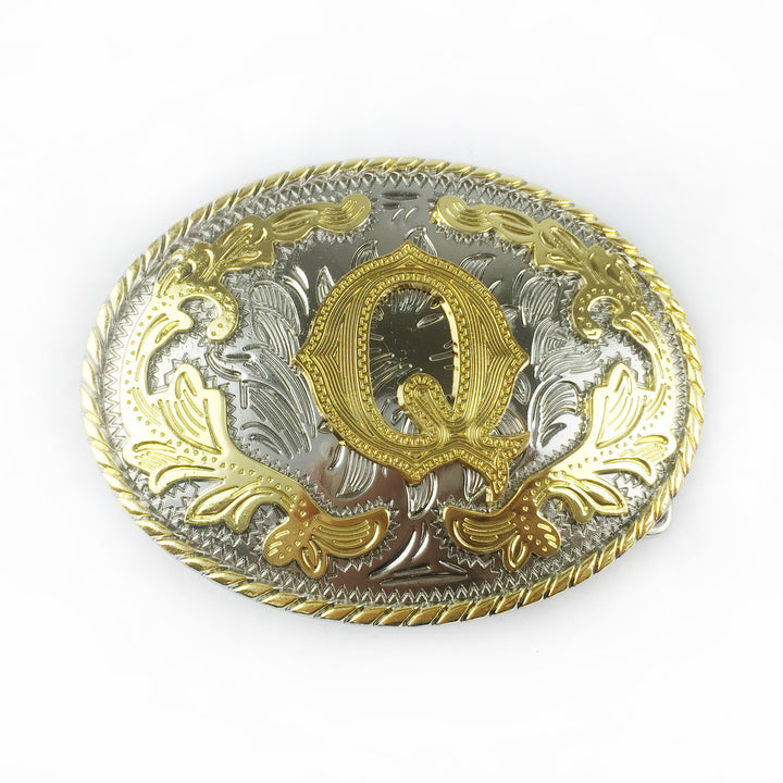 Herren-Ledergürtel mit ovaler, goldener Schnalle und eingraviertem Buchstaben - Q - Ohne Gürtel - image 19