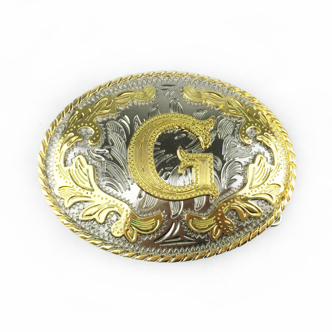 Herren-Ledergürtel mit ovaler, goldener Schnalle und eingraviertem Buchstaben - G - Ohne Gürtel - image 14