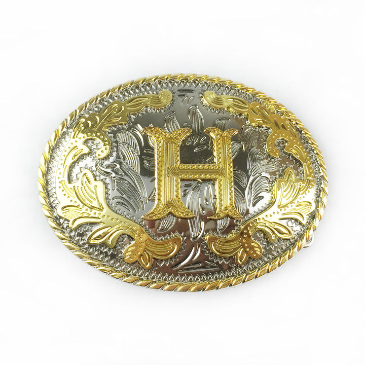 Herren-Ledergürtel mit ovaler, goldener Schnalle und eingraviertem Buchstaben - H - Ohne Gürtel - image 15