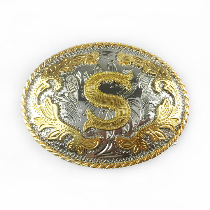 Herren-Ledergürtel mit ovaler, goldener Schnalle und eingraviertem Buchstaben - S - Ohne Gürtel - image 21