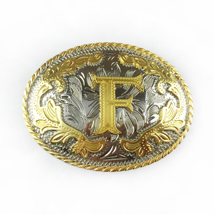 Herren-Ledergürtel mit ovaler, goldener Schnalle und eingraviertem Buchstaben - F - Ohne Gürtel - image 13